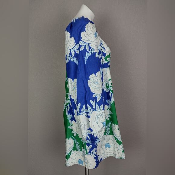 Farm Rio Soft Garden Linen-Blend Minidress Size Large Puff Sleeve Vacation - Picture 3 of 16